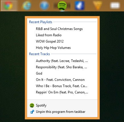 Haga clic con el botón derecho en el icono de la barra de tareas en Windows 8.