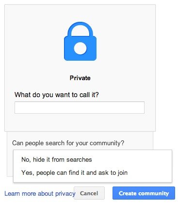 Crea un nombre para tu comunidad de Google+.
