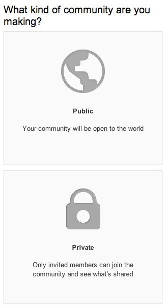 Elige si quieres que tu comunidad de Google+ sea pública o privada.