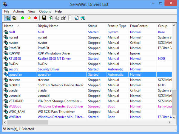 Gestione los controladores de Windows con Serviwin