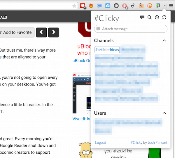 #Clicky para Slack es la extensión de Chrome.