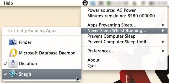 Elija las aplicaciones que deben estar en funcionamiento para que su Mac no entre en reposo.